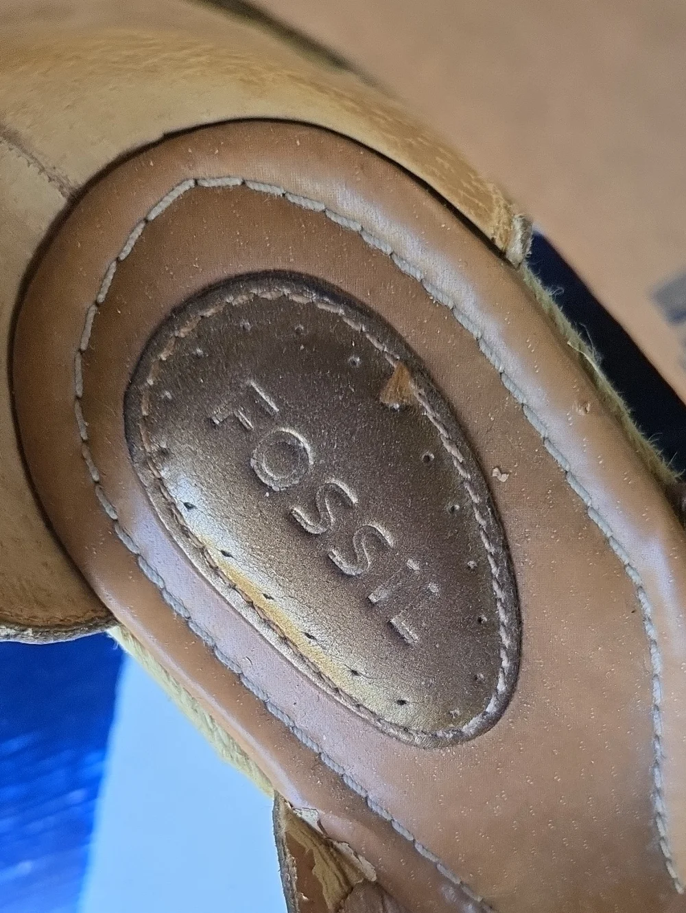 Fossil Bronze Leather Gladiator Strappy Espadrille Wedge Size 8.5